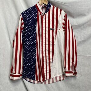 Western 90s USA stars & stripes Mo Betta bad collar shirt size 15.5 35 country